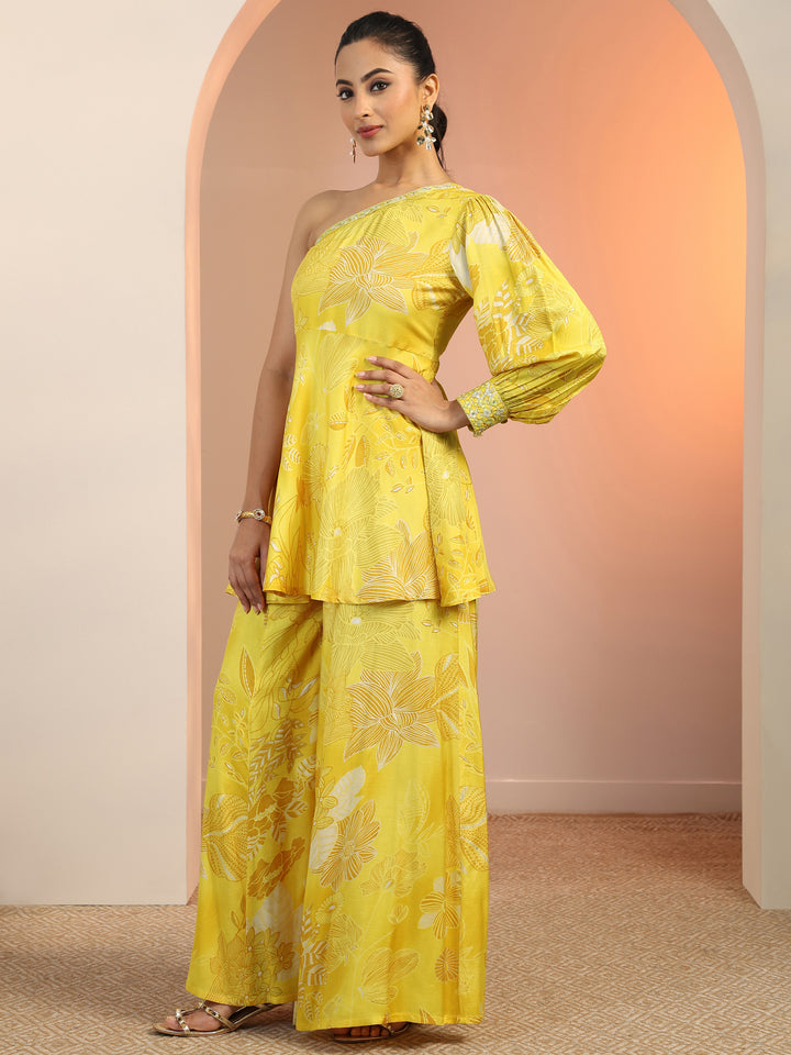 Yellow Printed Silk Blend Co-Ord Sets