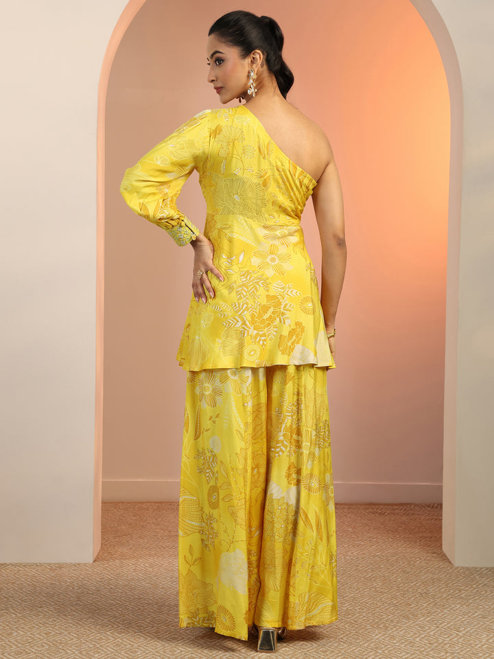 Yellow Printed Silk Blend Co-Ord Sets
