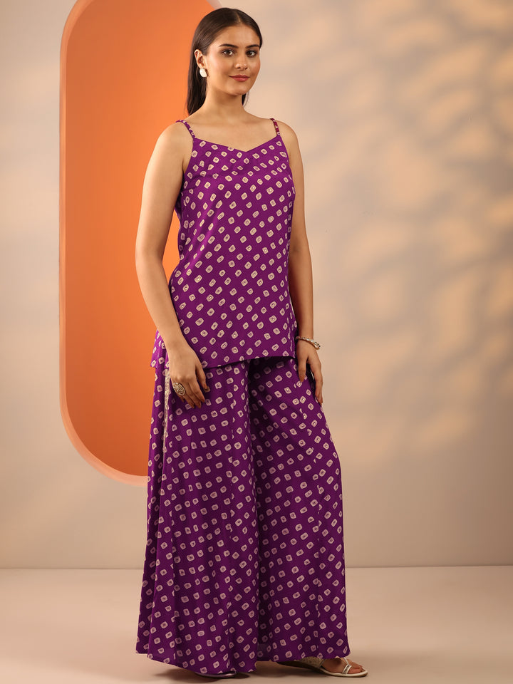 Purple Bandhani Printed Co-Ord Set