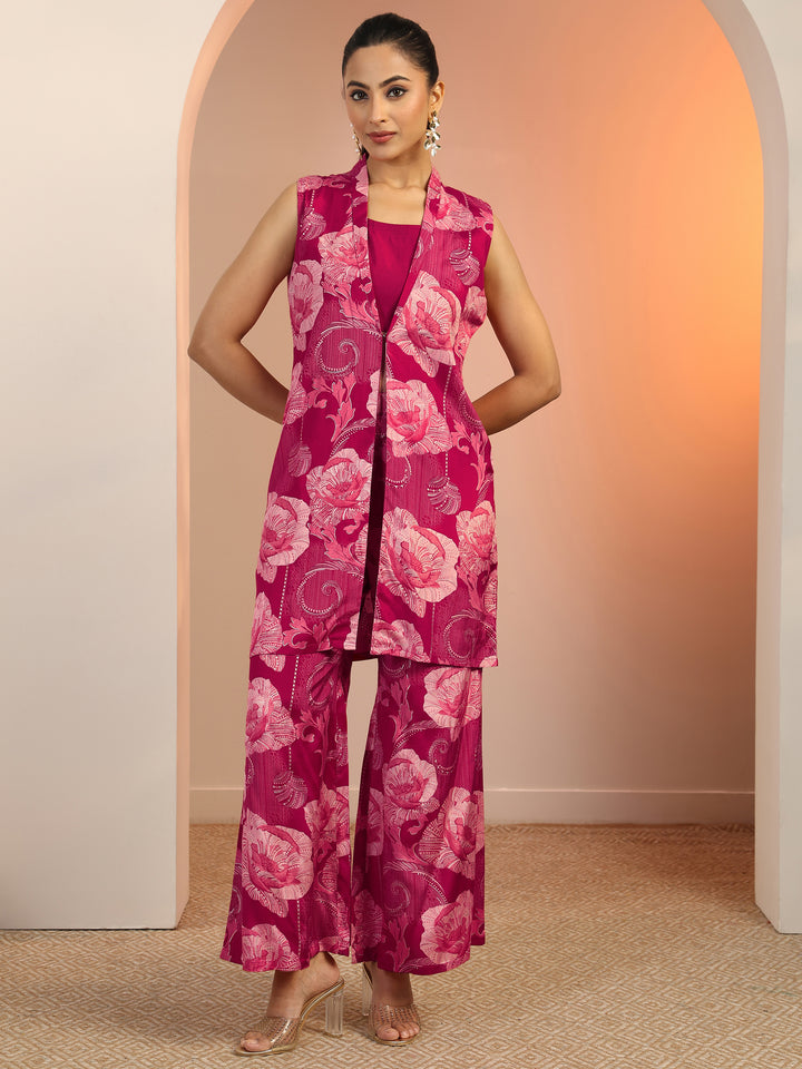 Pink Solid Silk Blend Co-Ord Sets