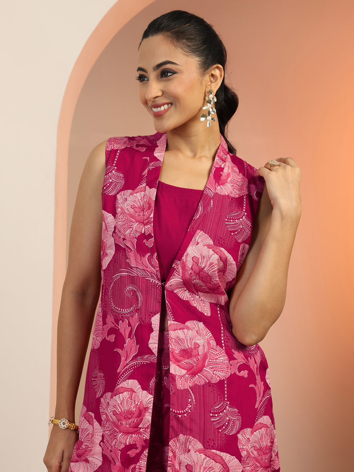 Pink Solid Silk Blend Co-Ord Sets