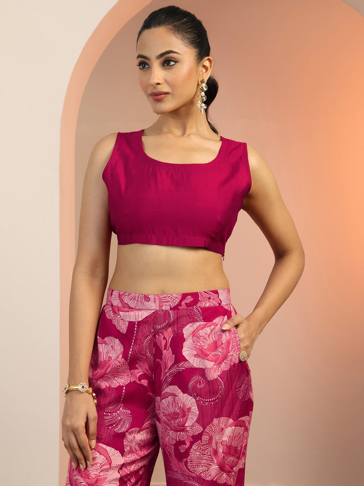Pink Solid Silk Blend Co-Ord Sets