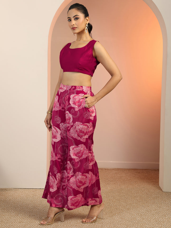 Pink Solid Silk Blend Co-Ord Sets