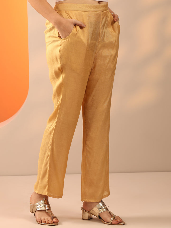 Mustard Printed Silk Blend Straight Suit Set With Dupatta