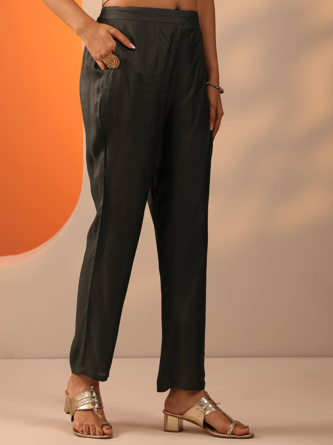 Green Printed Silk Blend Straight Suit Set With Dupatta