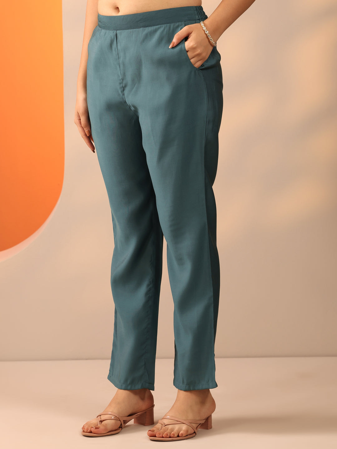 Blue Printed Silk Blend Straight Suit Set With Dupatta