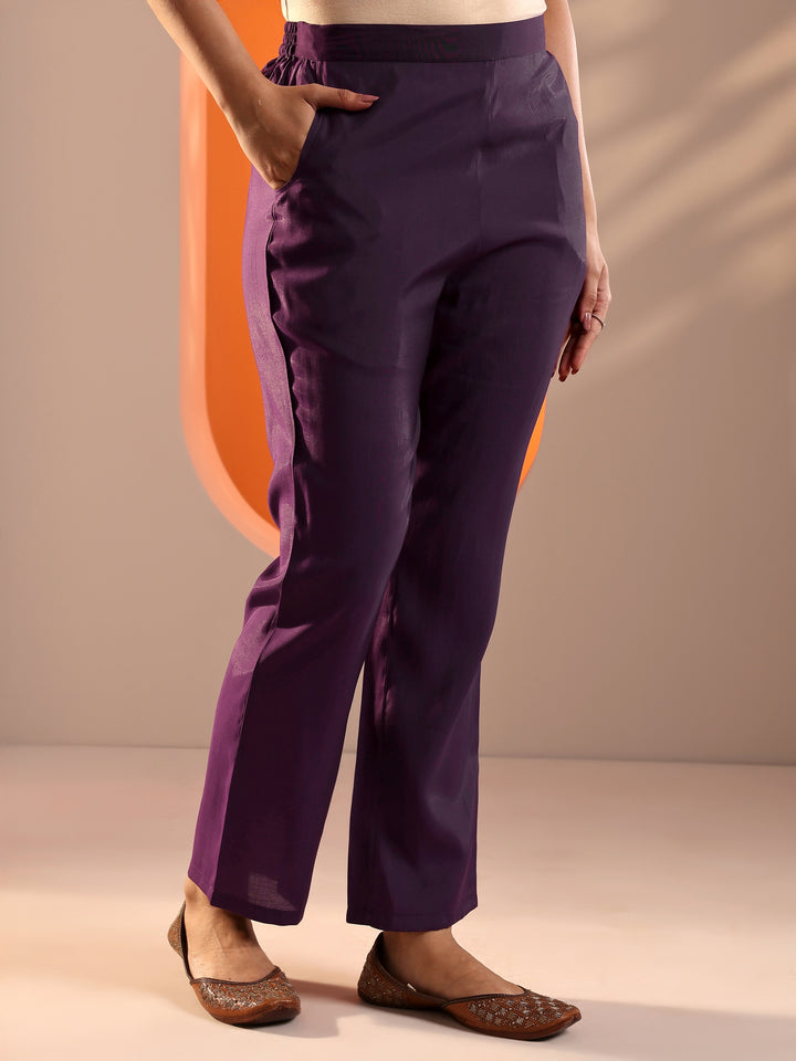 Purple Embroidered Rayon Straight Suit Set With Dupatta