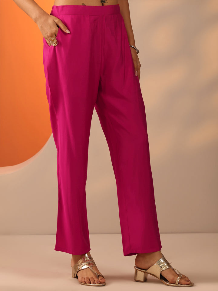 Pink Embellished Rayon Straight Suit Set With Dupatta