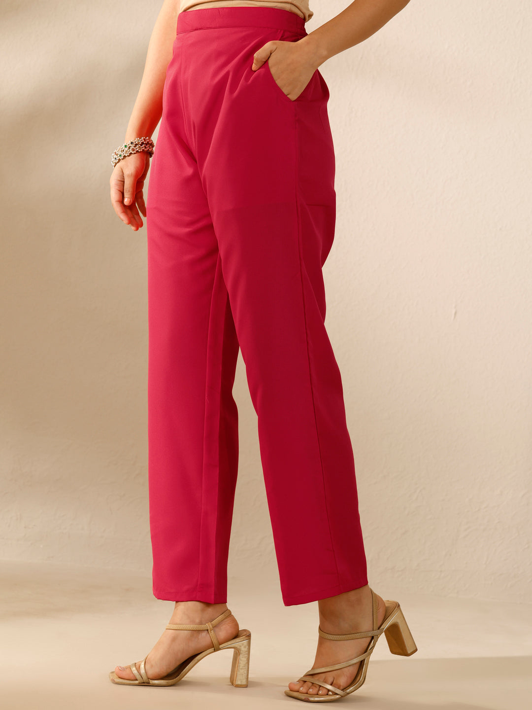 Red Printed Silk blend Straight Suit Set With Dupatta