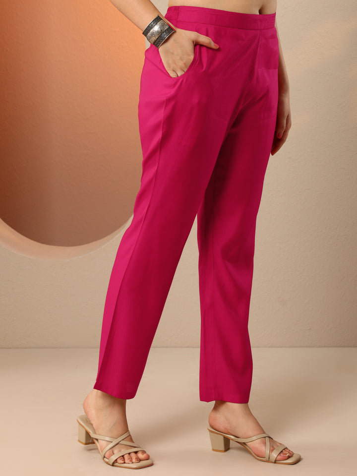 Pink Printed Silk Blend Straight Suit Set With Dupatta