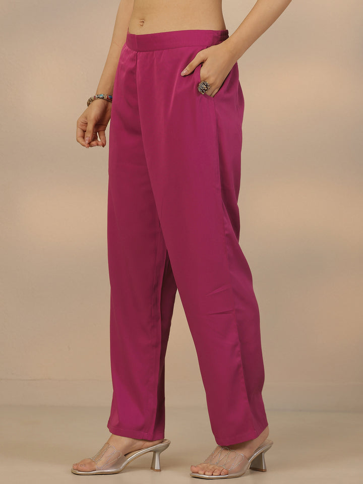 Pink Printed Silk Blend Straight Suit Set With Dupatta