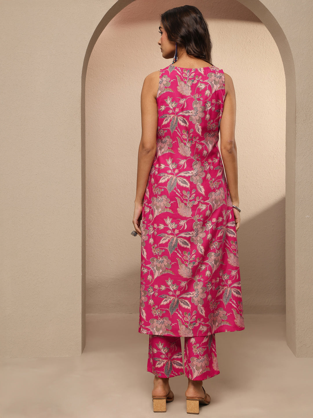 Bonita Pink Printed Silk Blend Co-Ord Set