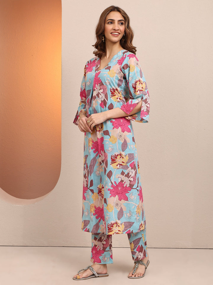 Blue Printed Cotton Co-Ord Sets