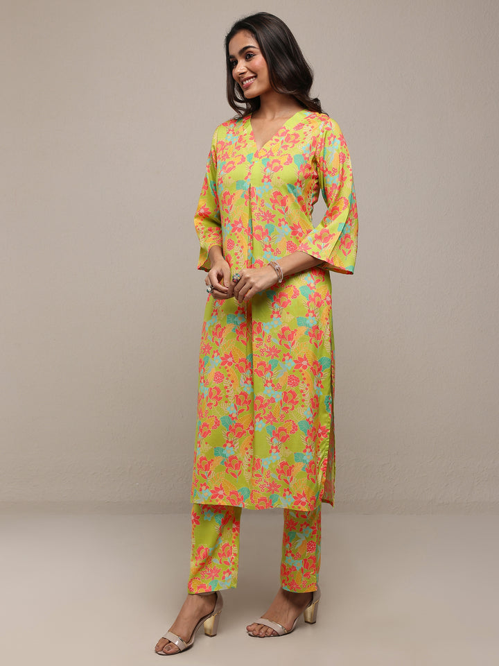 Green Printed Rayon Co-Ord Sets