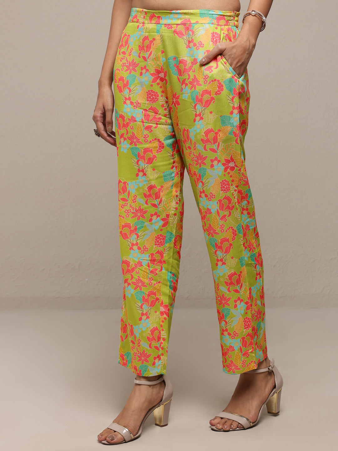 Green Printed Rayon Co-Ord Sets