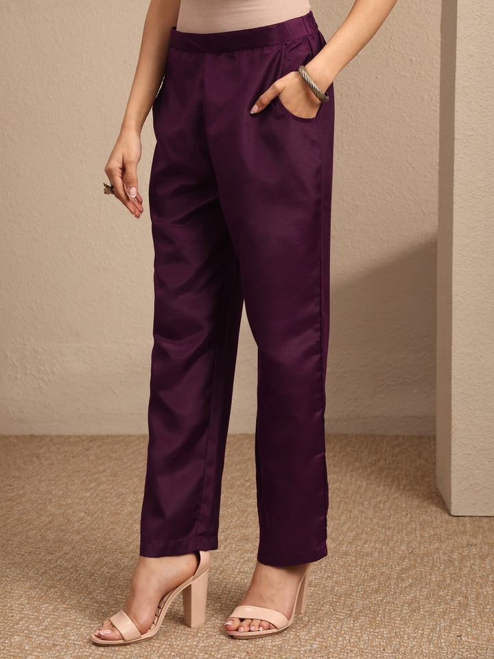 Burgundy Printed Silk Blend Straight Suit Set With Dupatta