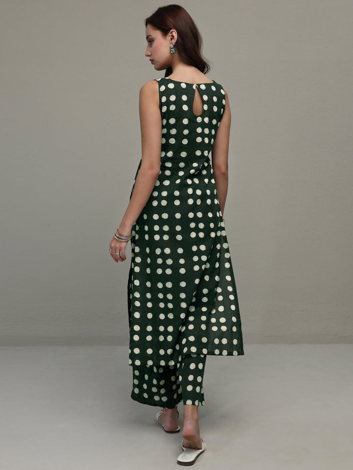 Green Polka Dot Printed Cotton Co-Ord Set