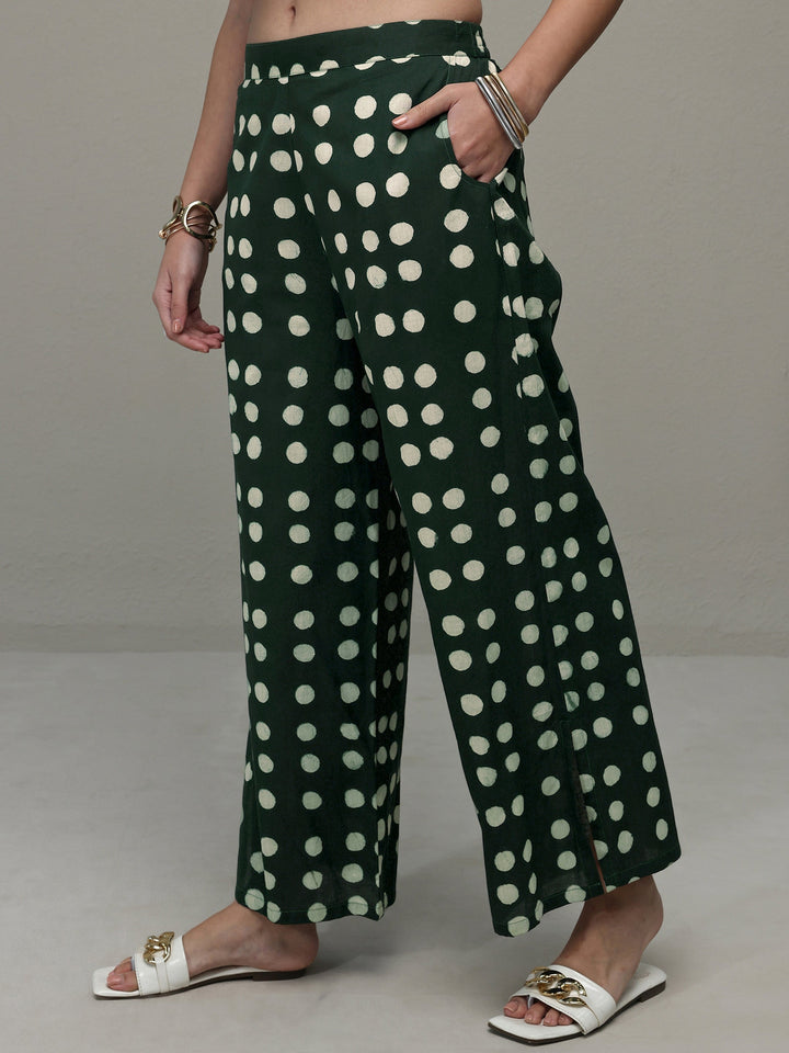Green Polka Dot Printed Cotton Co-Ord Set