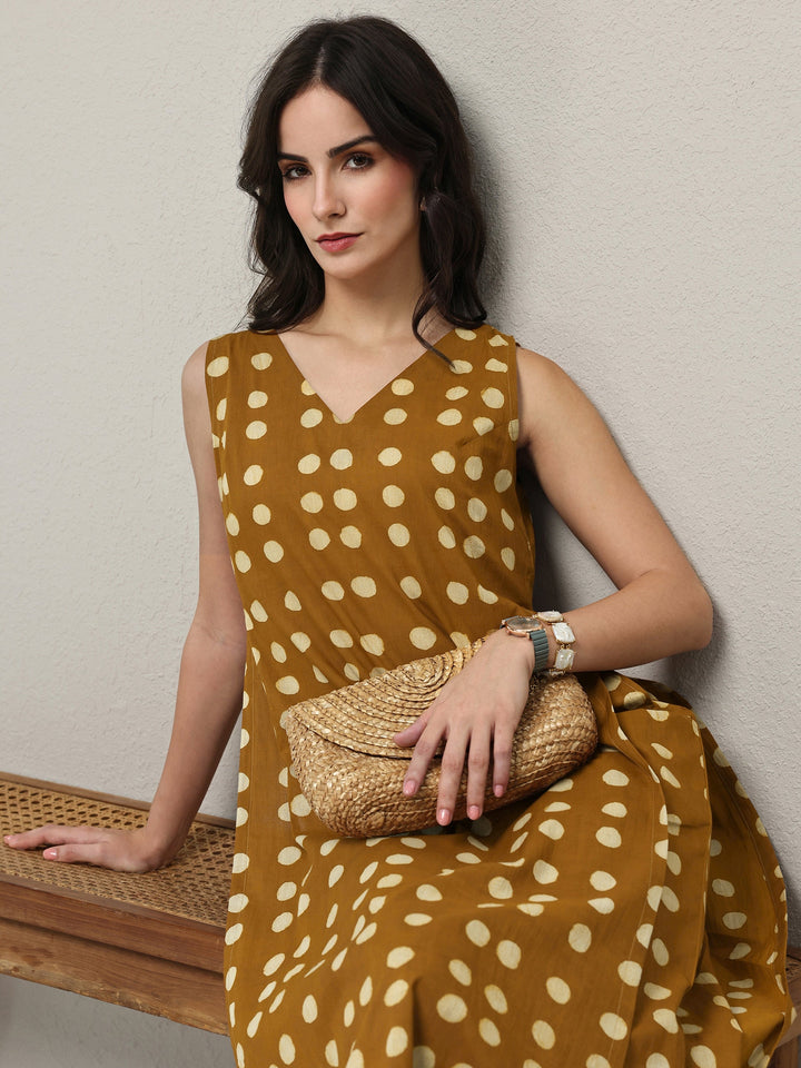 Mustard Polka Dot Printed Cotton Co-Ord Set