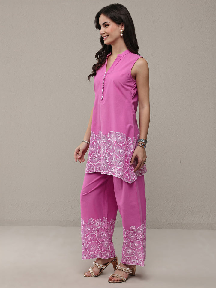 Pink Floral Printed Cotton Co-Ord Set