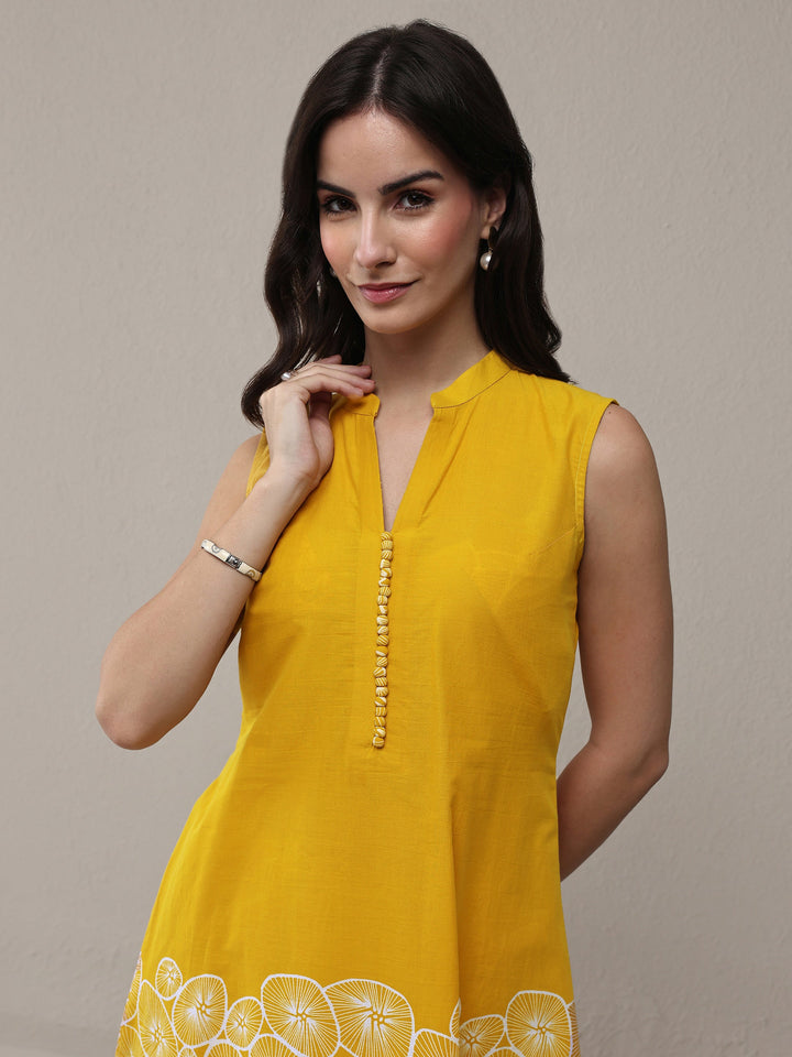 Mustard Floral Printed Cotton Co-Ord Set