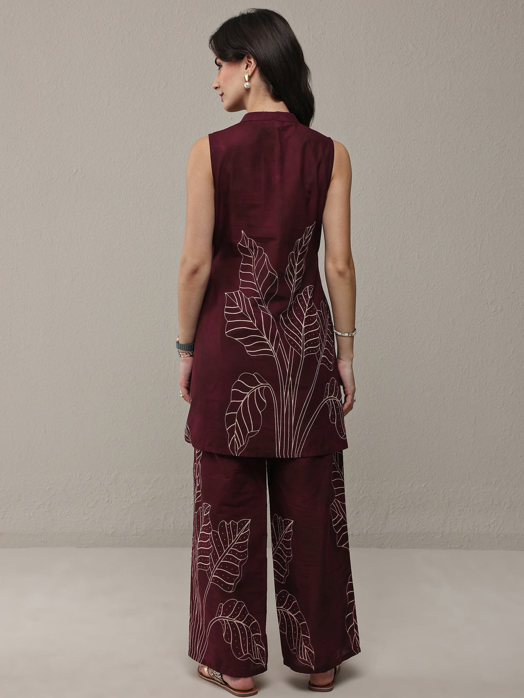 Brown Floral Printed Cotton Co-Ord Set