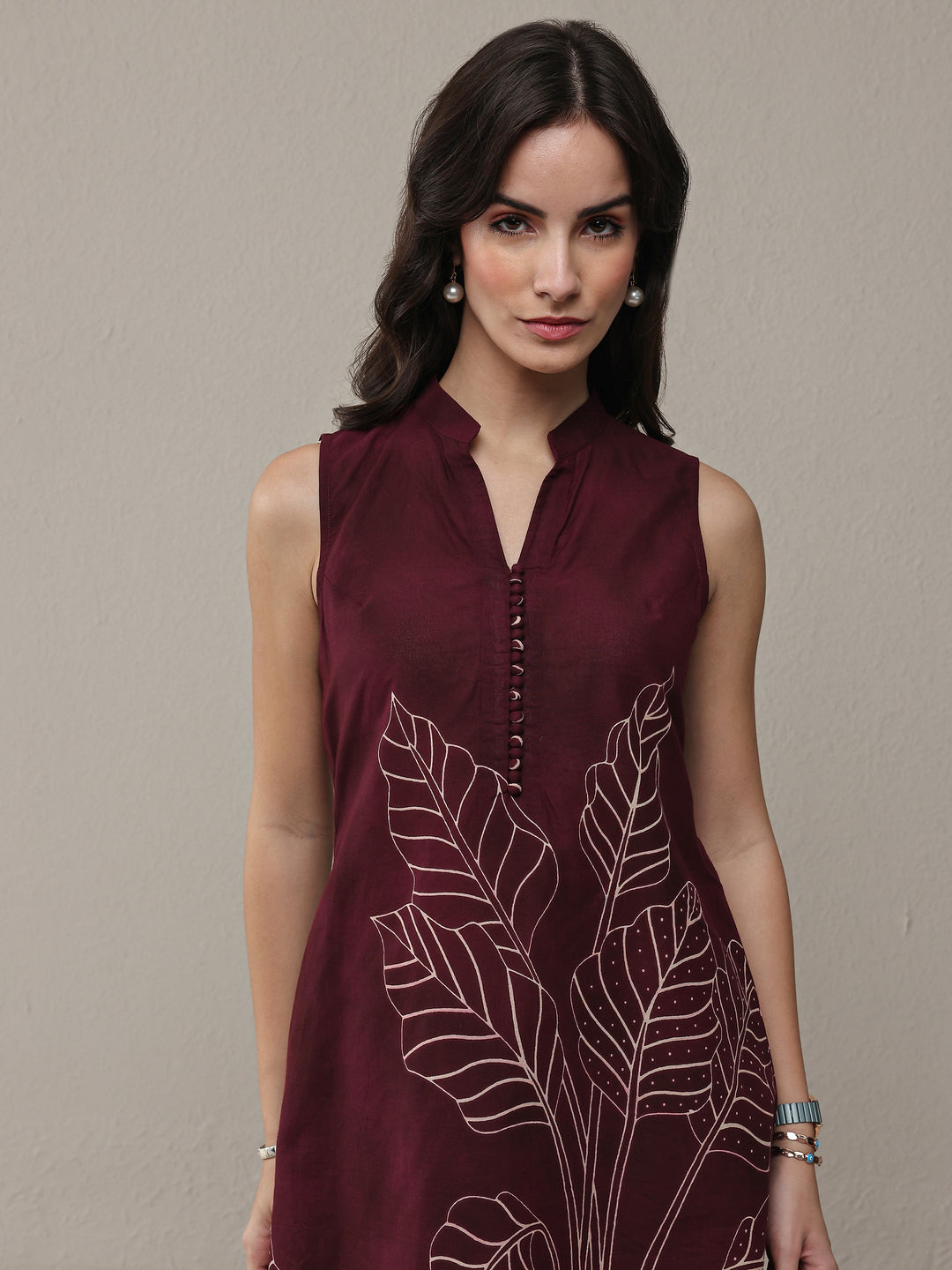 Brown Floral Printed Cotton Co-Ord Set