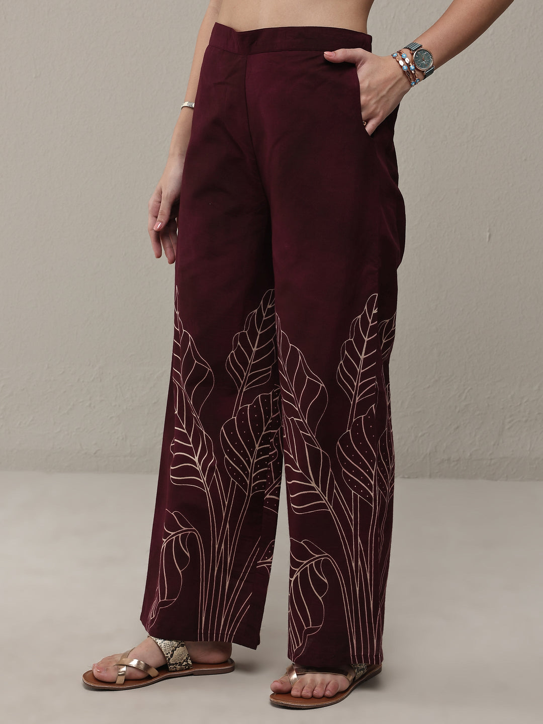 Brown Floral Printed Cotton Co-Ord Set