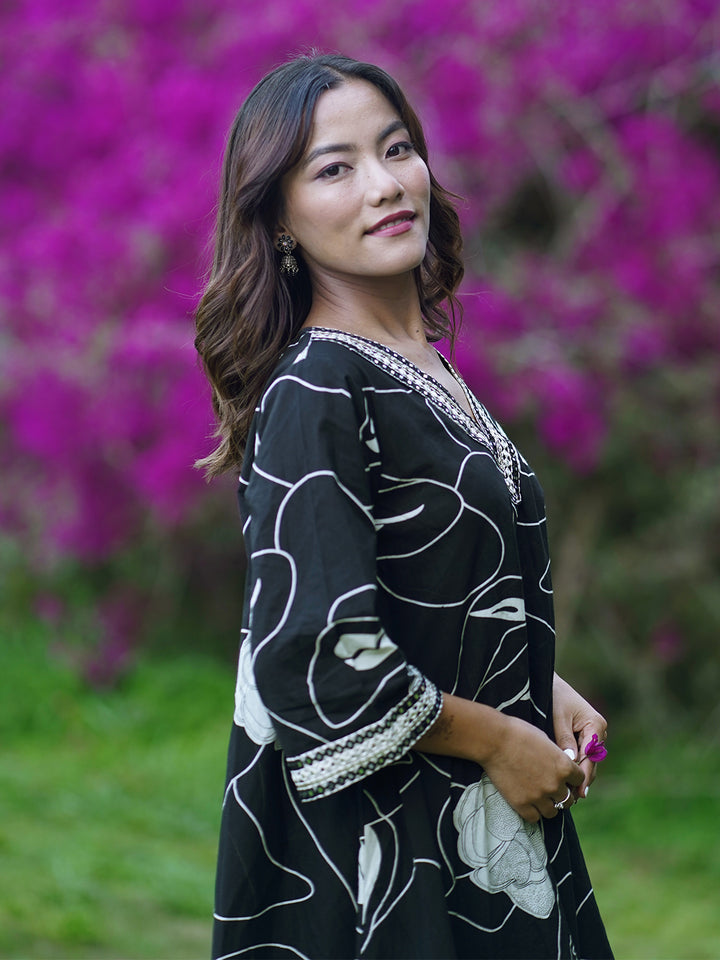 Maria Black Printed Cotton Blend Co-Ord Set