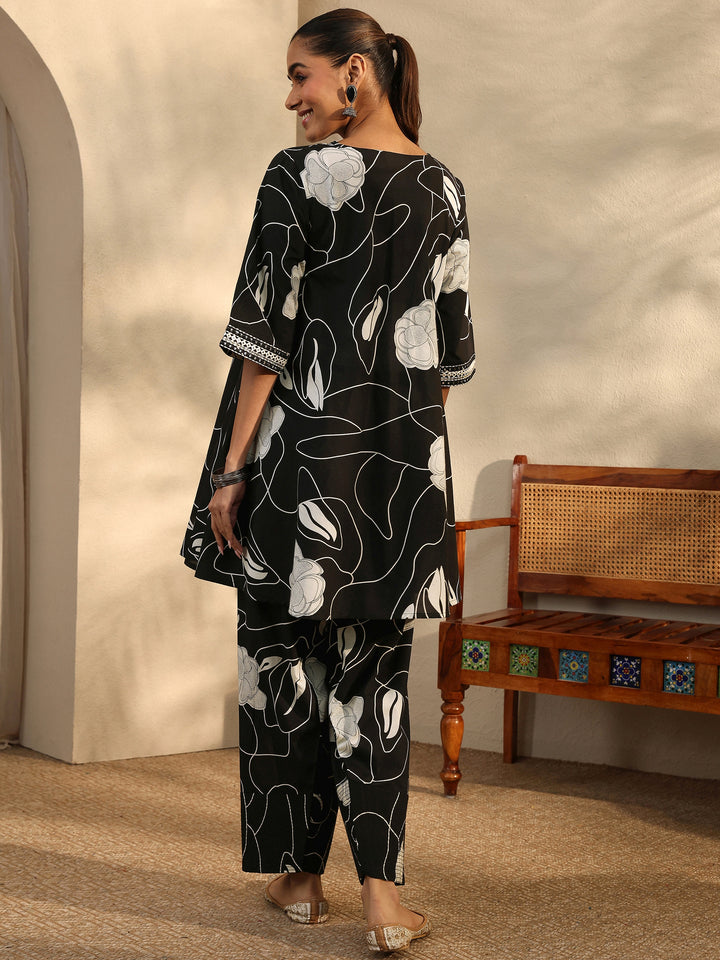 Maria Black Printed Cotton Blend Co-Ord Set