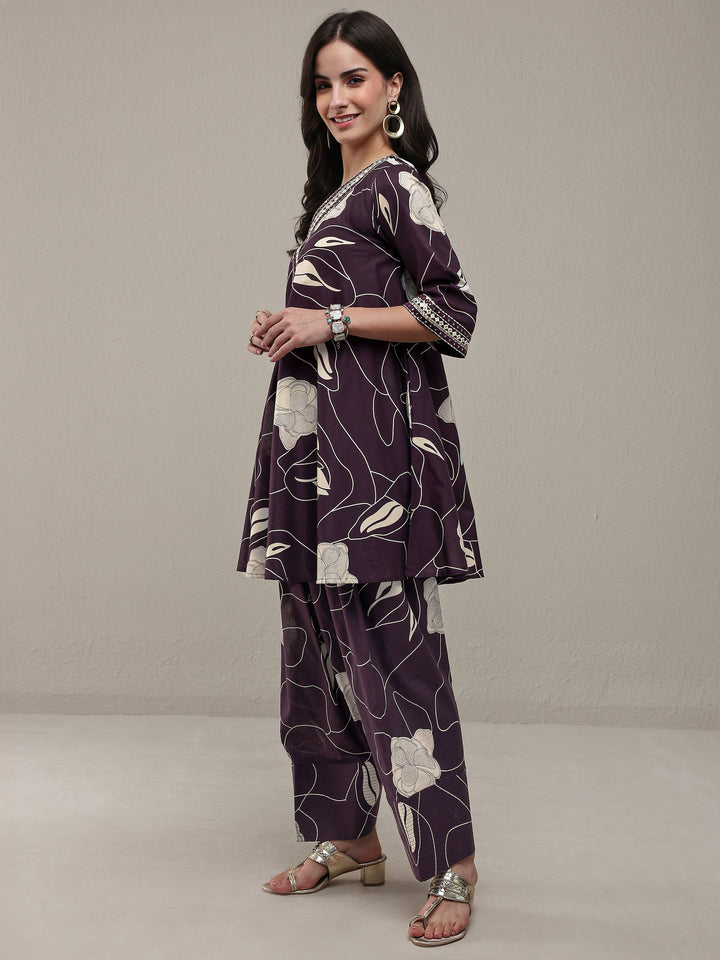 Burgundy Floral Printed Cotton Co-Ord Set