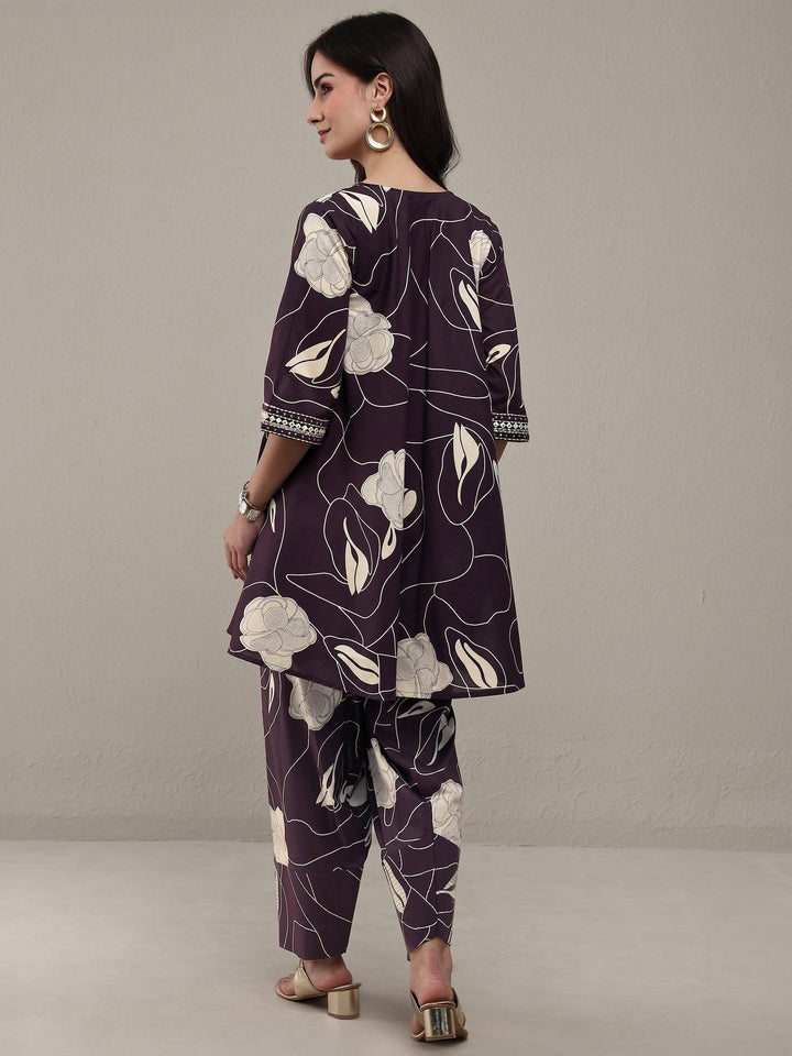 Burgundy Floral Printed Cotton Co-Ord Set