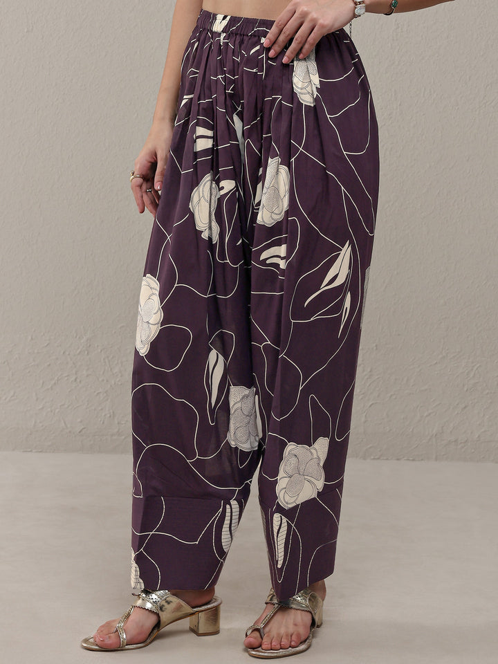 Burgundy Floral Printed Cotton Co-Ord Set