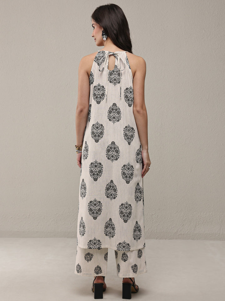 Off White Floral Printed Cotton Co-Ord Set