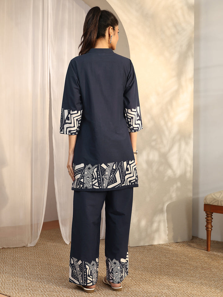 Navy Blue Printed Cotton Co-Ord Sets