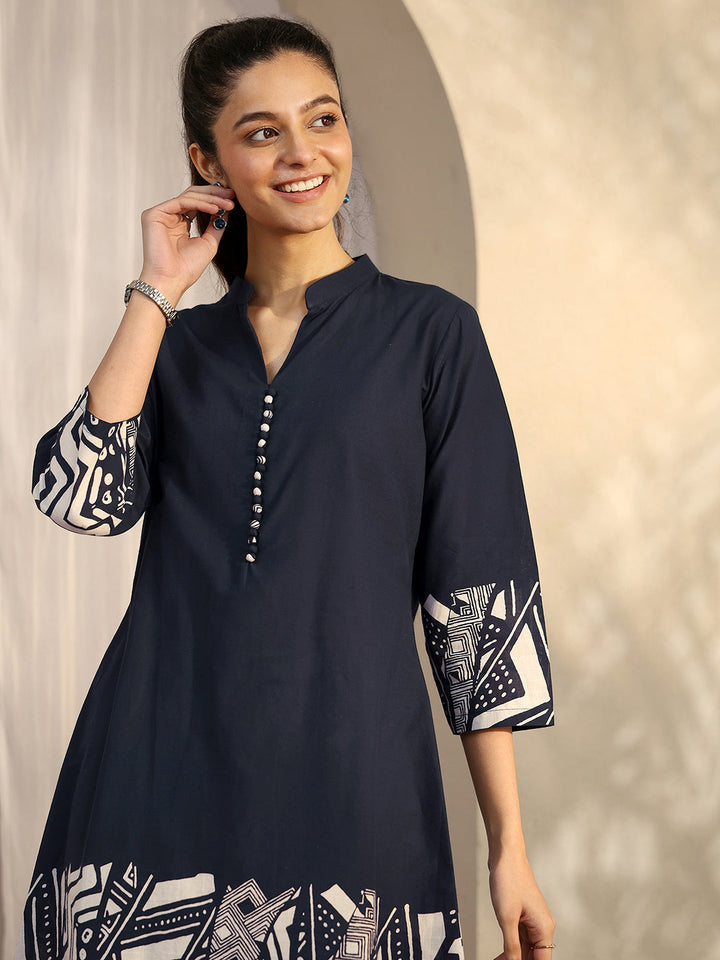 Navy Blue Printed Cotton Co-Ord Sets