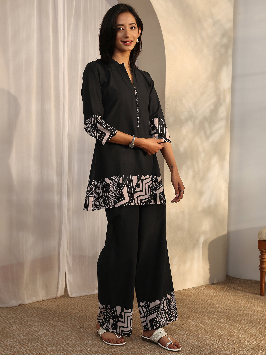 Black Printed Cotton Co-Ord Sets