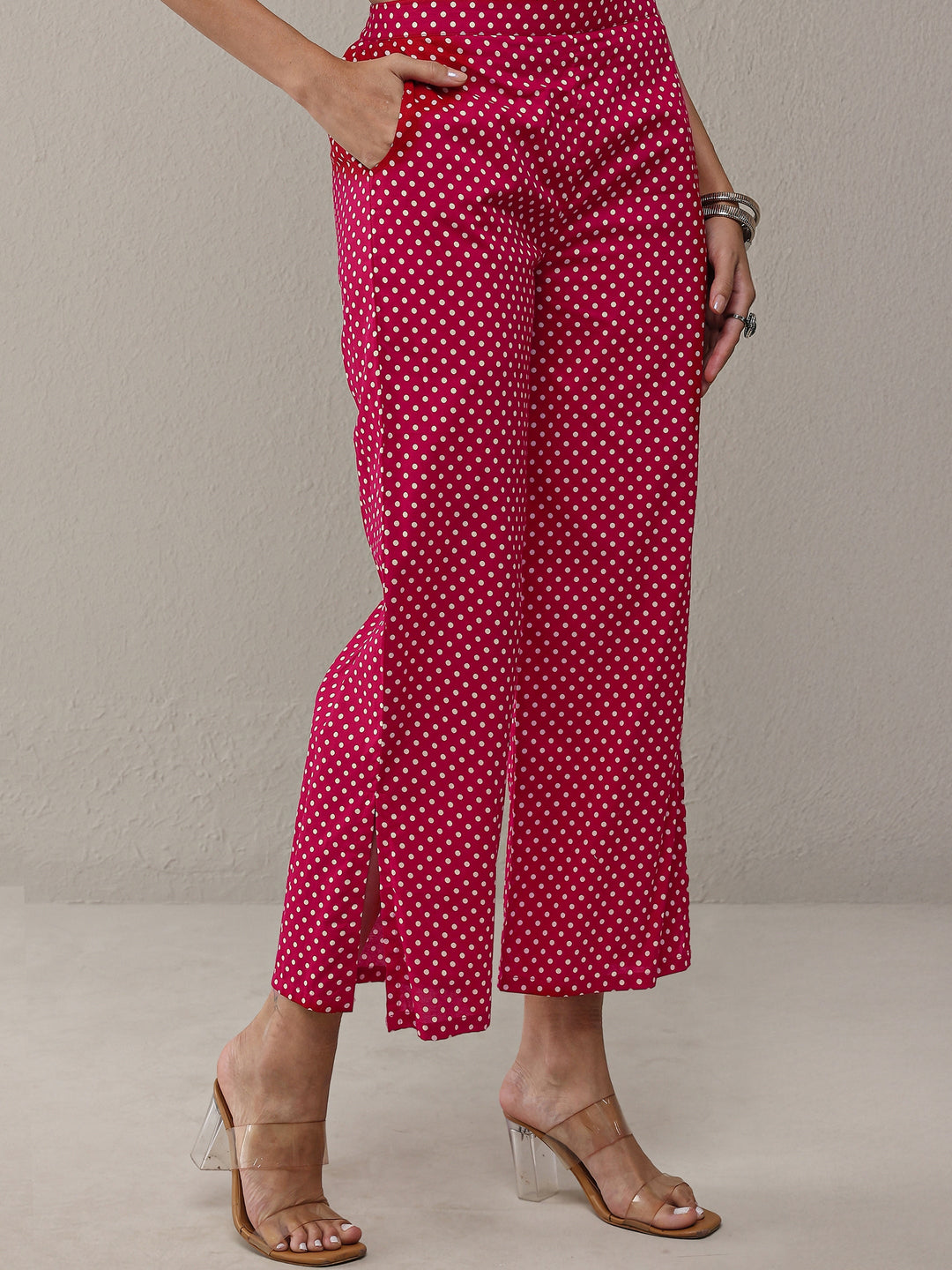 Libas Red Abstarct Printed Cotton Straight Kurta Set