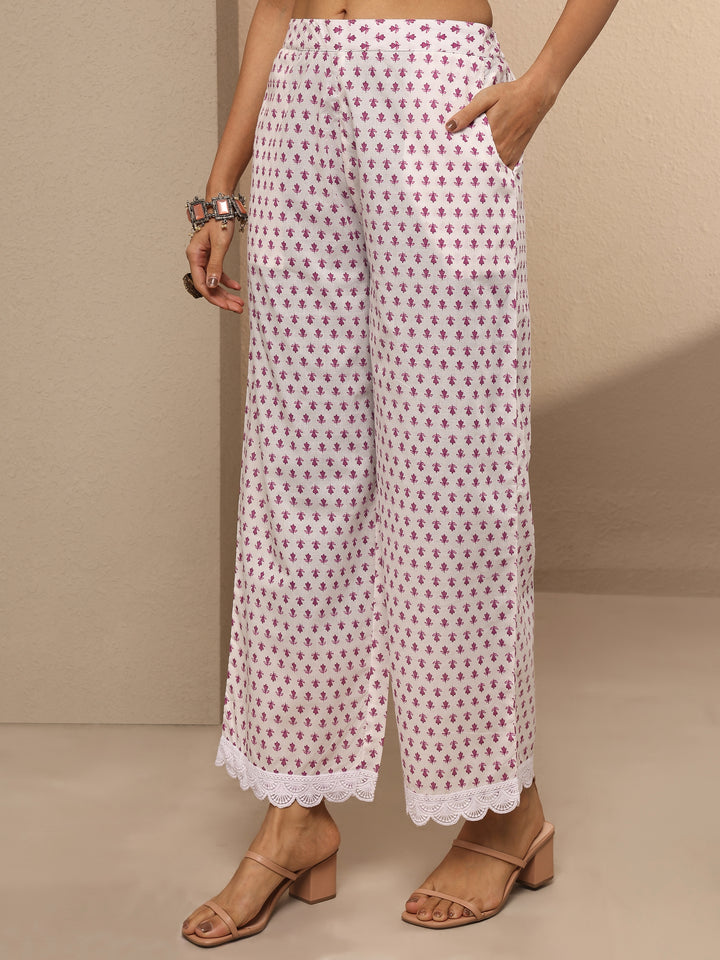 Off White Printed Cotton Straight Suit Set With Dupatta