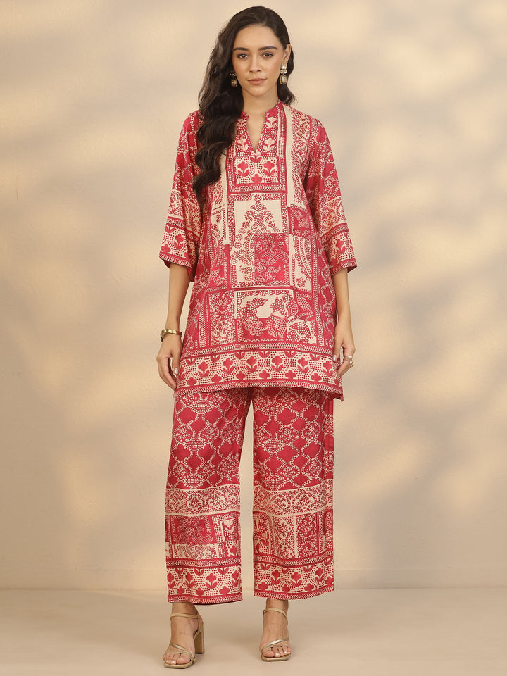Pink Printed Muslin Co-Ord Sets