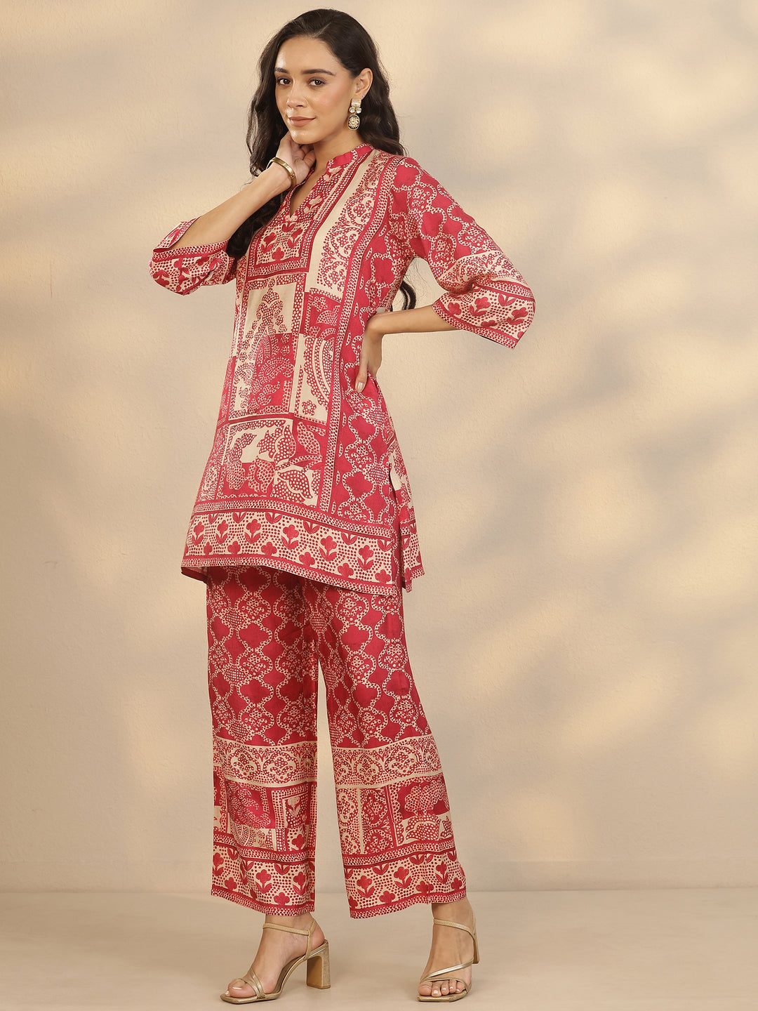Pink Printed Muslin Co-Ord Sets