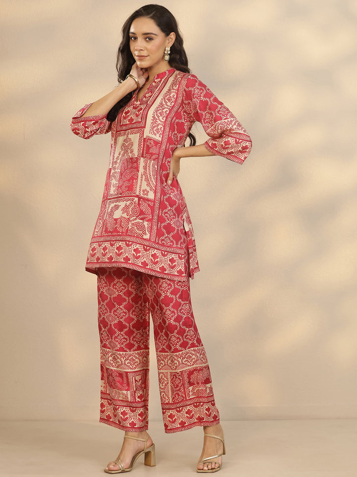 Pink Printed Muslin Co-Ord Sets