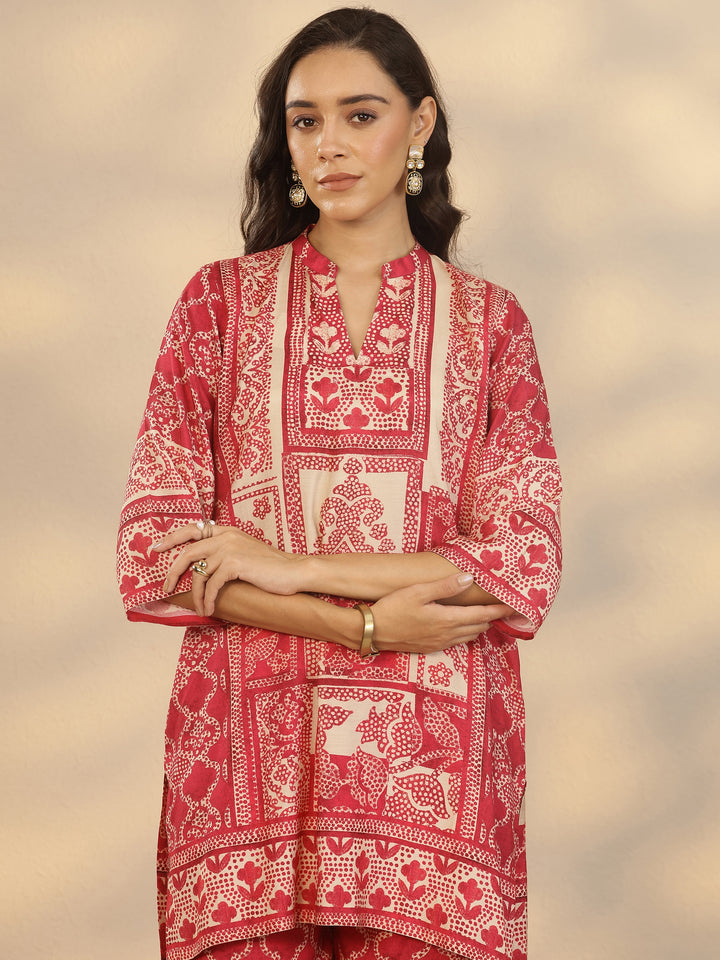 Pink Printed Muslin Co-Ord Sets