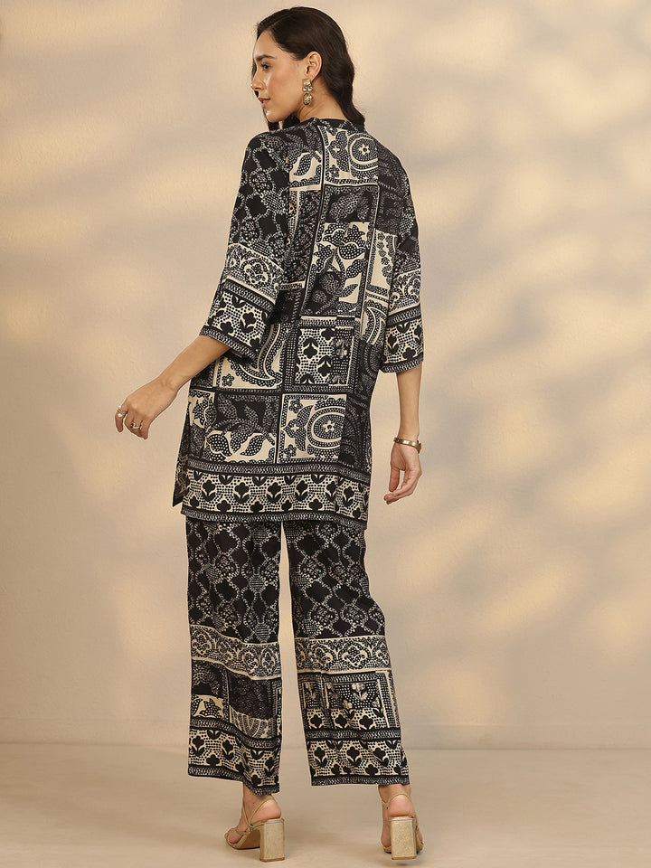 Black Printed Muslin Co-Ord Sets