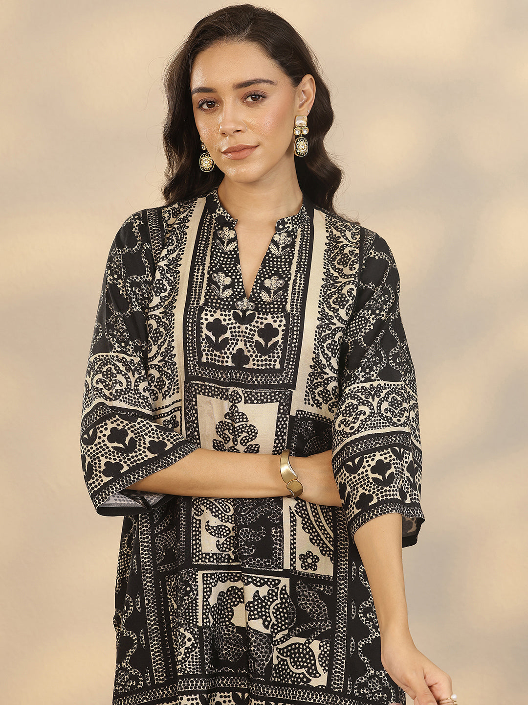 Black Printed Muslin Co-Ord Sets