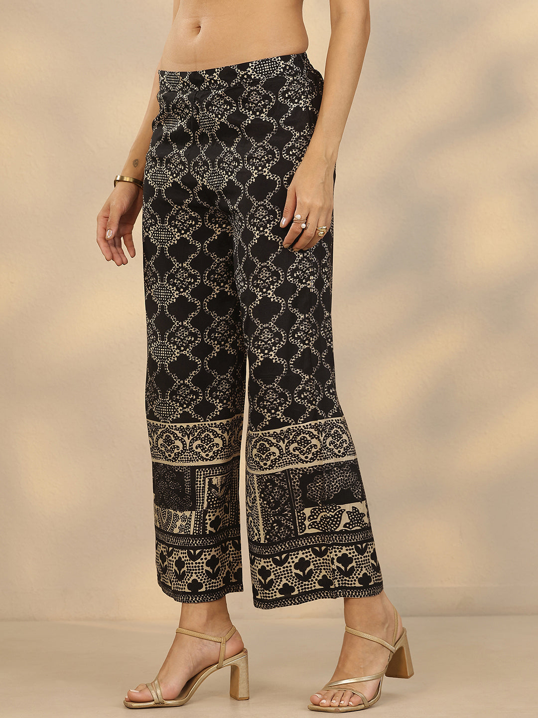 Black Printed Muslin Co-Ord Sets