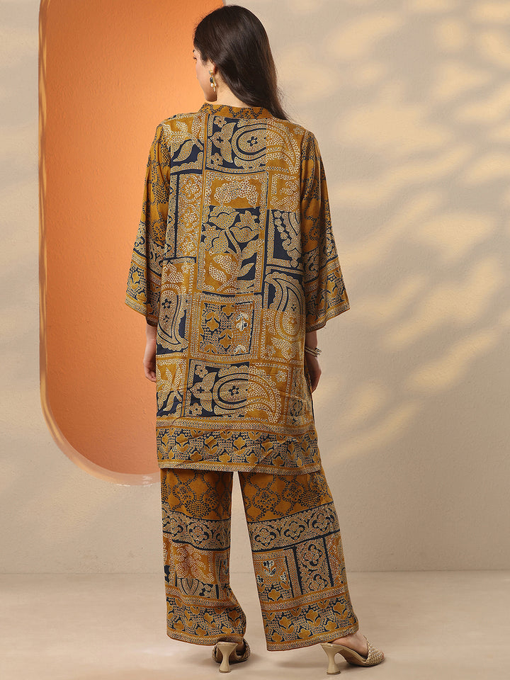 Mustard Printed Muslin Co-Ord Sets