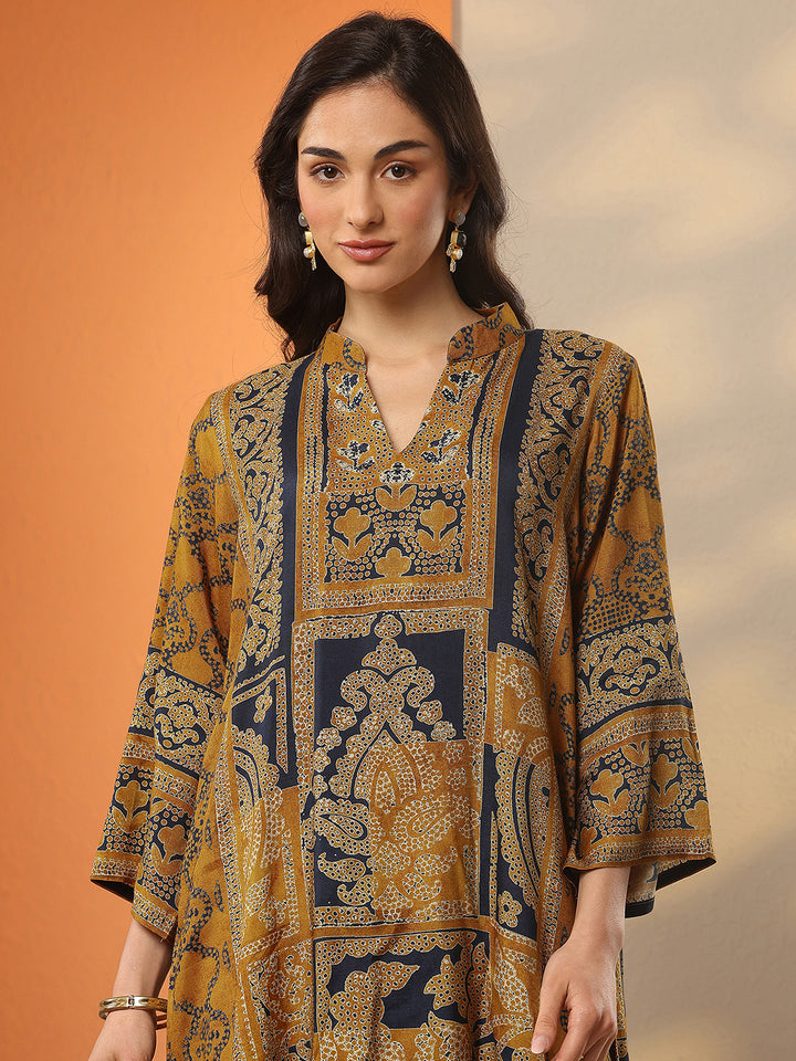 Mustard Printed Muslin Co-Ord Sets
