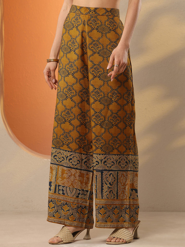 Mustard Printed Muslin Co-Ord Sets