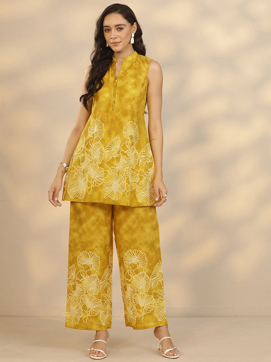 Mustard Printed Cotton Co-Ord Sets
